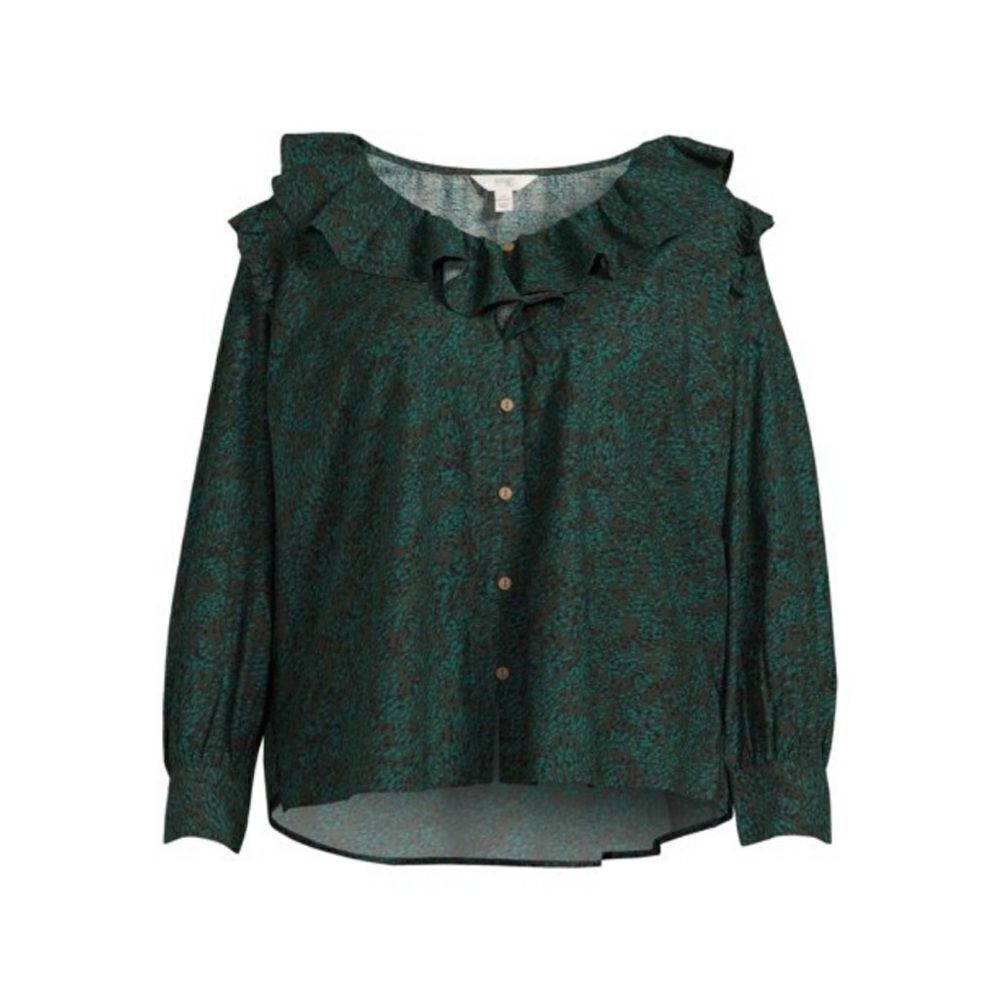 NWT Terra & Sky Women's Long Sleeve Ruffle Top- size 0X 14W
